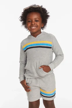 Kids/BOY Chaser Brand Striped Heather Grey Boys Pullover Hoodie