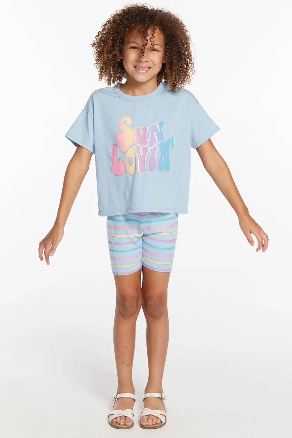 Kids Chaser Brand Sun Lovin' Stripe Girls Shorts