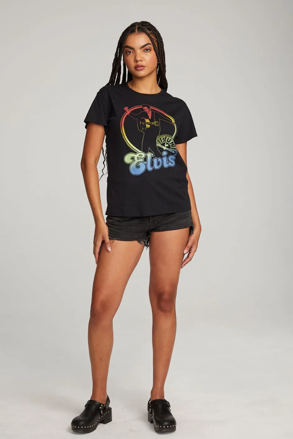 Women Chaser Brand Sun Records Rainbow Elvis Tee