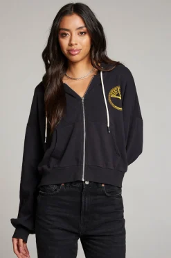 Women Chaser Brand Sun Records Studded Elvis Zip Up Hoodie