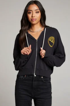 Women Chaser Brand Sun Records Studded Elvis Zip Up Hoodie