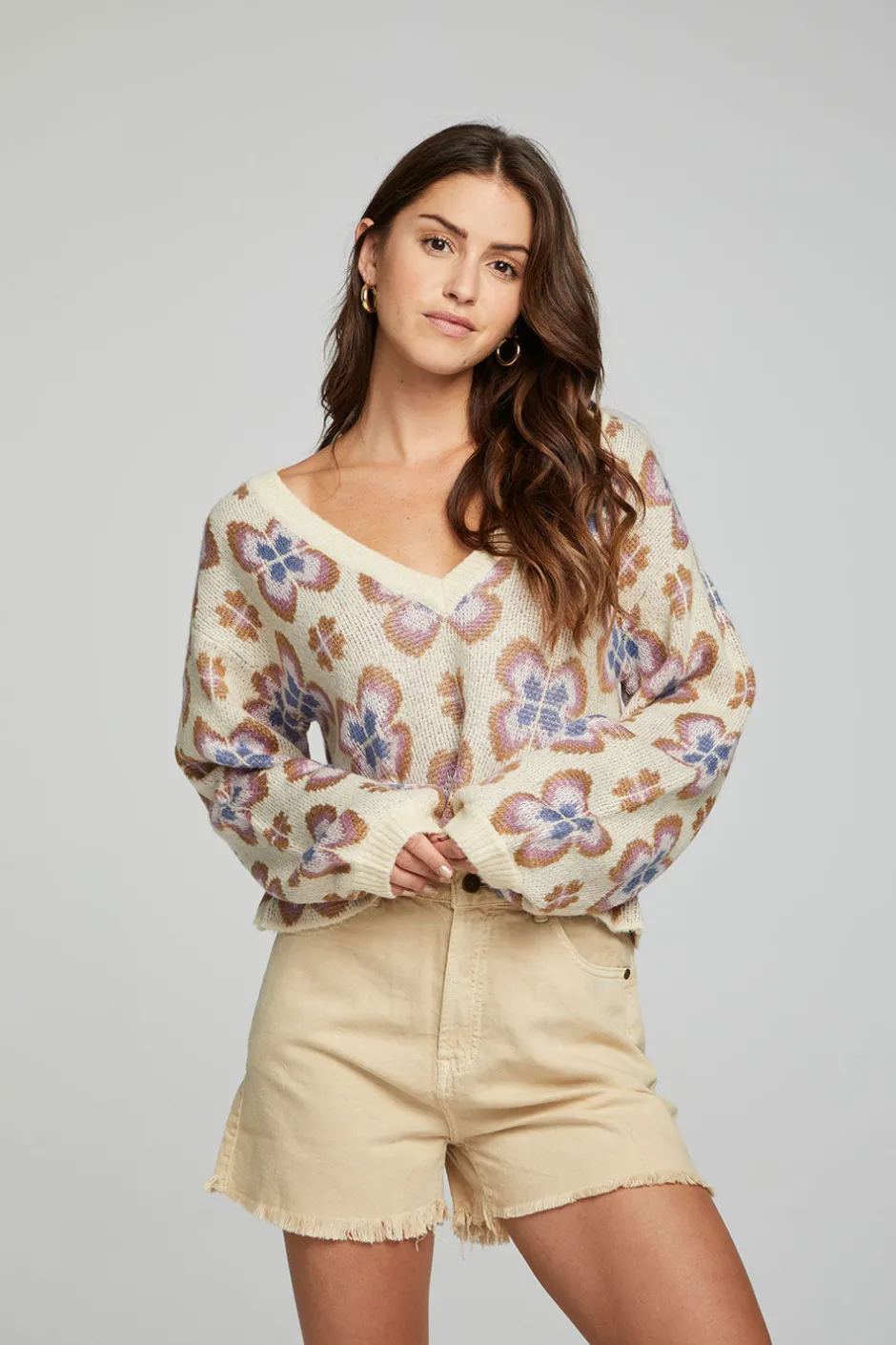 Women Chaser Brand Sunday Crop Pullover - Gardenia