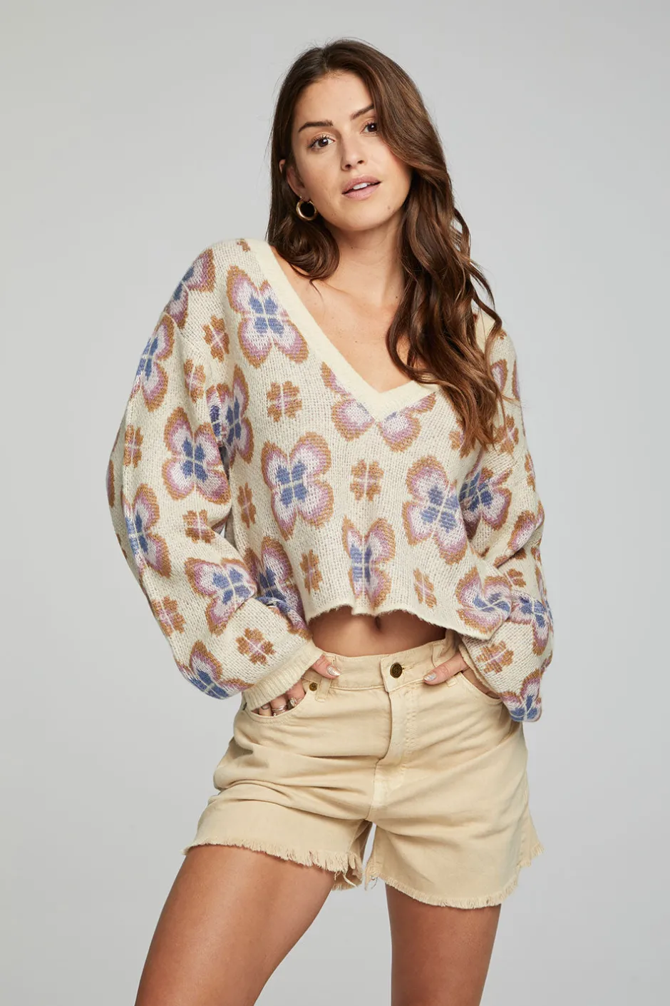 Women Chaser Brand Sunday Crop Pullover - Gardenia