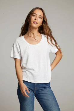 Women Chaser Brand Sunshine White Scoop Neck Tee
