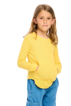 Kids/BOY Chaser Brand Thermal Long Sleeve Crew Neck Shirttail Tee With Kanga Pocket