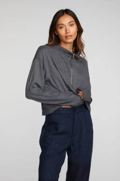 Women Chaser Brand Triblend Half Zip Pullover With Rib
