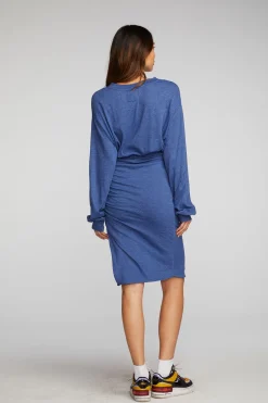 Women Chaser Brand Triblend Midi Dress With Shirring At Waist And Side Slit