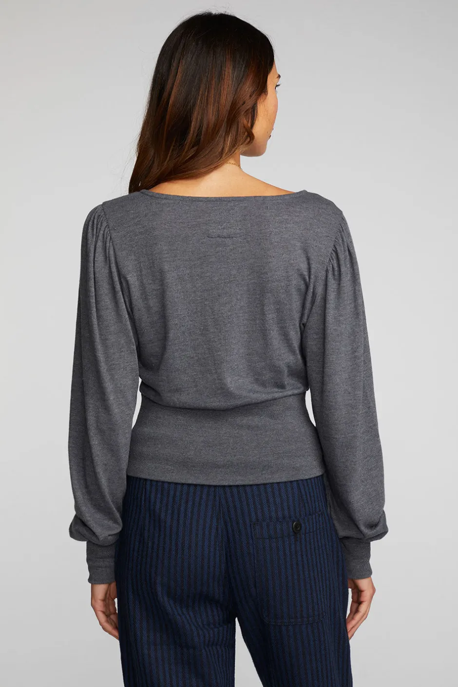 Women Chaser Brand Triblend V-neck Long Sleeve Blouse
