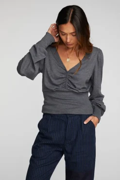 Women Chaser Brand Triblend V-neck Long Sleeve Blouse