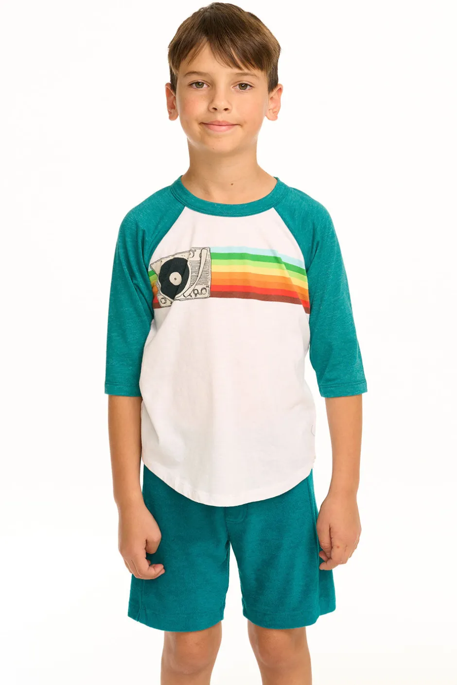 Kids/BOY Chaser Brand Turntable Rainbow Recycled Vintage Jersey Baseball Tee