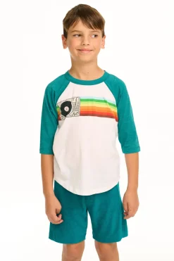 Kids/BOY Chaser Brand Turntable Rainbow Recycled Vintage Jersey Baseball Tee