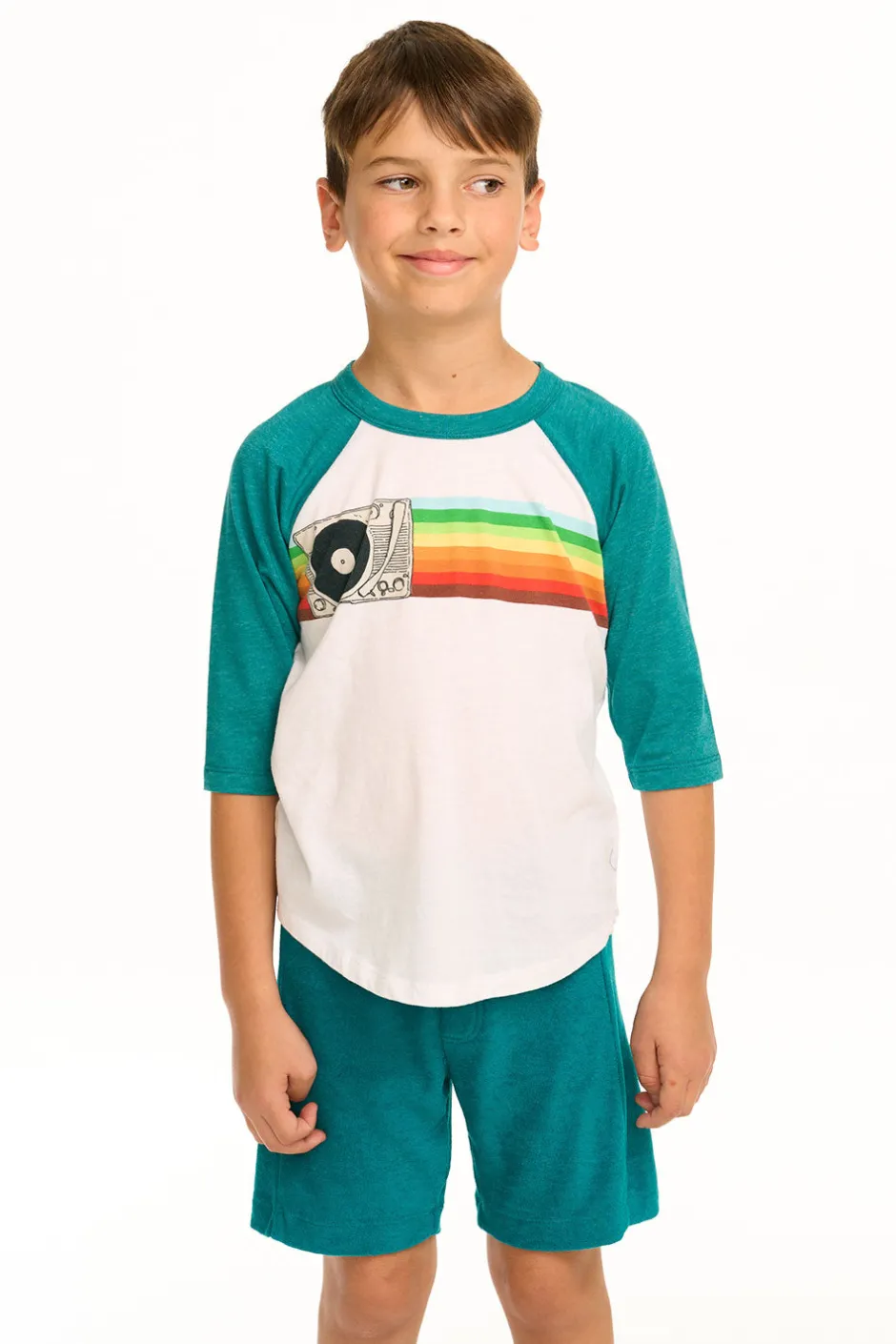 Kids/BOY Chaser Brand Turntable Rainbow Recycled Vintage Jersey Baseball Tee