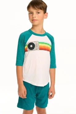Kids/BOY Chaser Brand Turntable Rainbow Recycled Vintage Jersey Baseball Tee