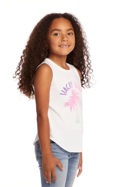 Kids Chaser Brand Vacay Vibes Girls Vintage Jersey Shirttail Muscle