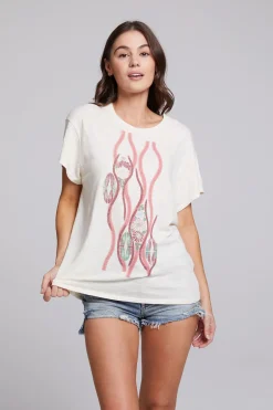 Women Chaser Brand Vintage Wallpaper Crew Neck Tee