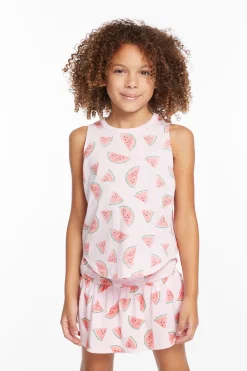 Kids Chaser Brand Watermelon Heaven Girls Vintage Jersey Shirttail Muscle