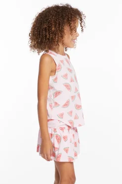 Kids Chaser Brand Watermelon Heaven Girls Vintage Jersey Shirttail Muscle