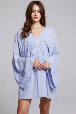 Women Chaser Brand Waverly Faded Denim Blue Mini Dress