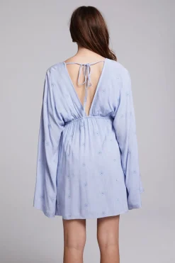 Women Chaser Brand Waverly Faded Denim Blue Mini Dress
