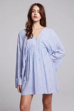 Women Chaser Brand Waverly Faded Denim Blue Mini Dress