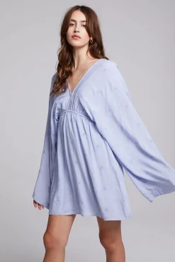 Women Chaser Brand Waverly Faded Denim Blue Mini Dress