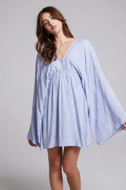 Women Chaser Brand Waverly Faded Denim Blue Mini Dress