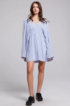 Women Chaser Brand Waverly Faded Denim Blue Mini Dress