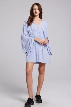 Women Chaser Brand Waverly Faded Denim Blue Mini Dress