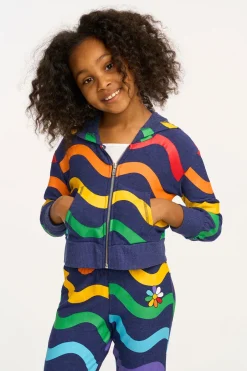 Kids Chaser Brand Wavy Flower Rainbow Zip-up Hoodie