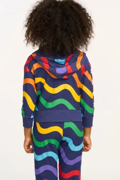 Kids Chaser Brand Wavy Flower Rainbow Zip-up Hoodie