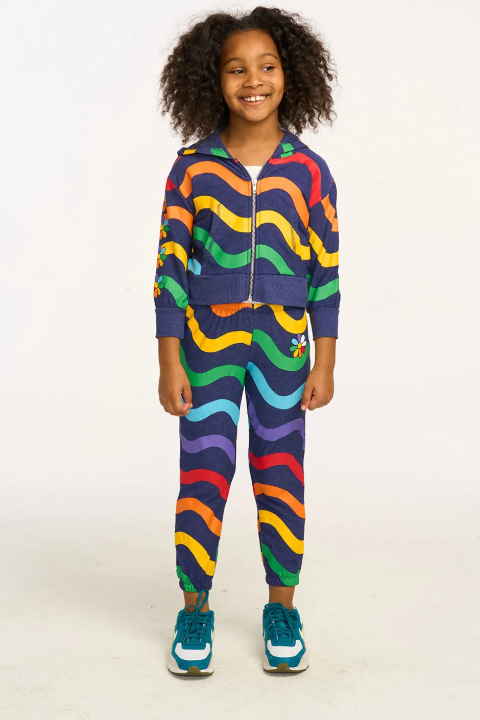 Kids Chaser Brand Wavy Rainbow Slouchy Pant