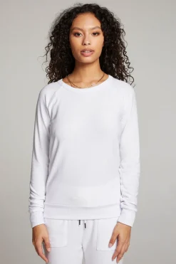 Women Chaser Brand White Long Sleeve Raglan Pullover