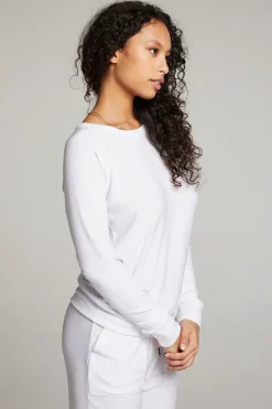 Women Chaser Brand White Long Sleeve Raglan Pullover