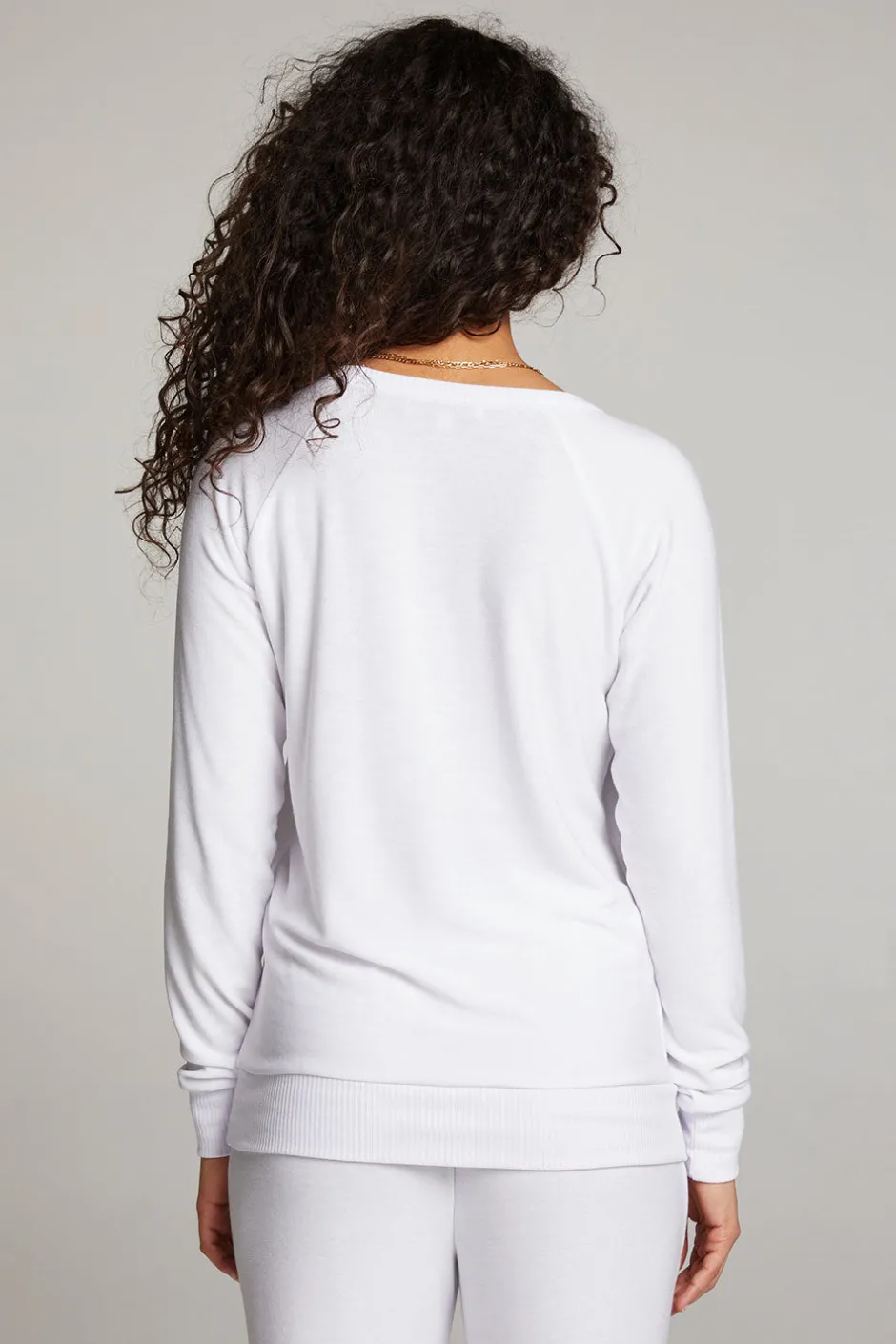 Women Chaser Brand White Long Sleeve Raglan Pullover
