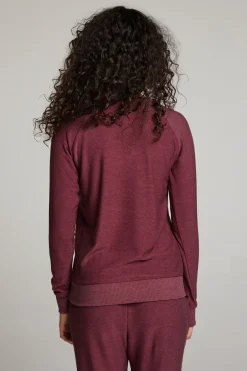 Women Chaser Brand Wine Red Long Sleeve Raglan Pullover