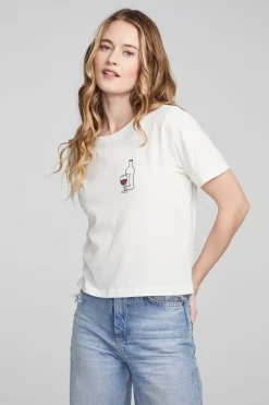 Women Chaser Brand Wine Short Sleeve Embroidery Tee