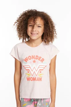 Kids Chaser Brand Wonder Woman Retro Logo Girls Tee