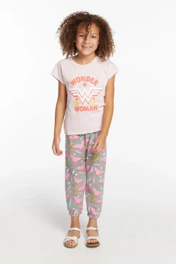 Kids Chaser Brand Wonder Woman Retro Logo Girls Tee