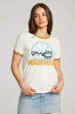 Women Chaser Brand Woodstock Bird On Guitar Tee