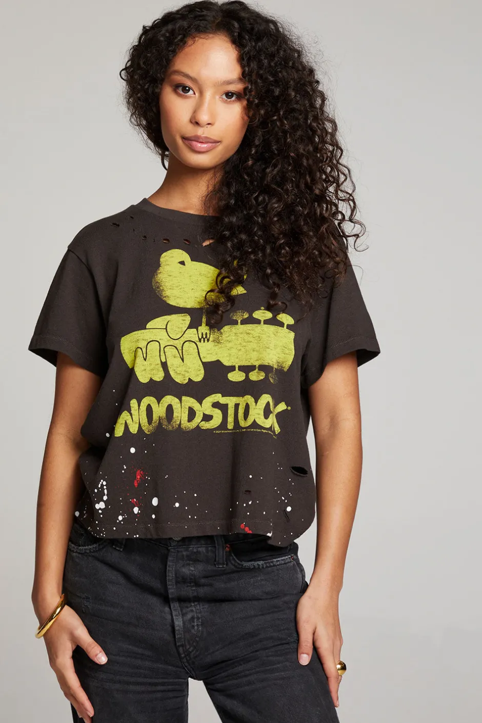 Women Chaser Brand Woodstock Bird On Guitar Tee