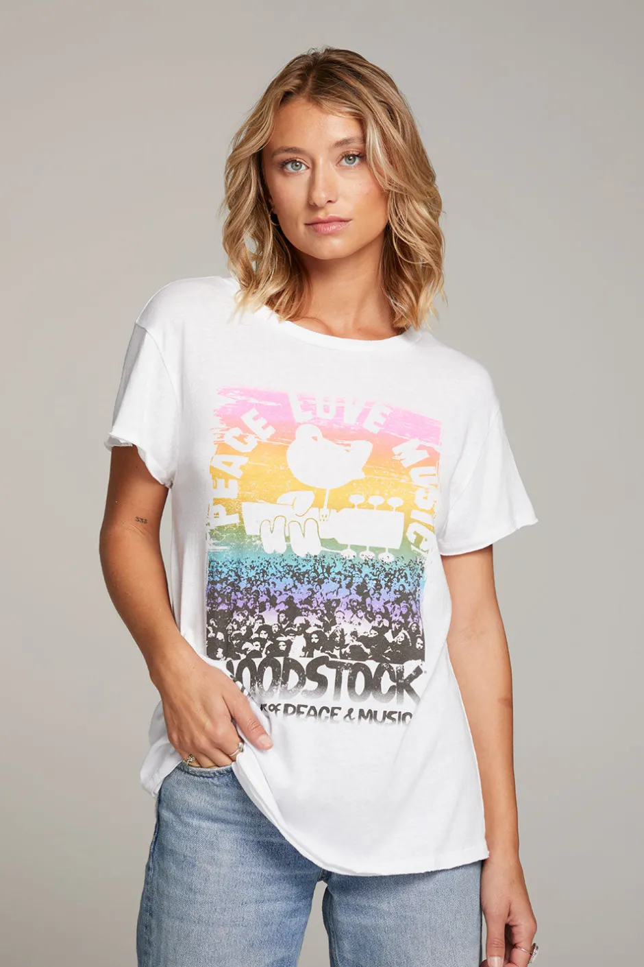 Women Chaser Brand Woodstock Peace Love Music Tee