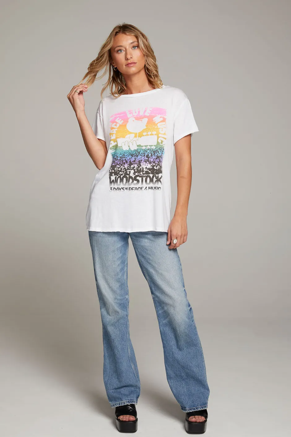 Women Chaser Brand Woodstock Peace Love Music Tee
