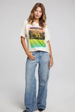 Women Chaser Brand Woodstock Rainbow Poster Tee