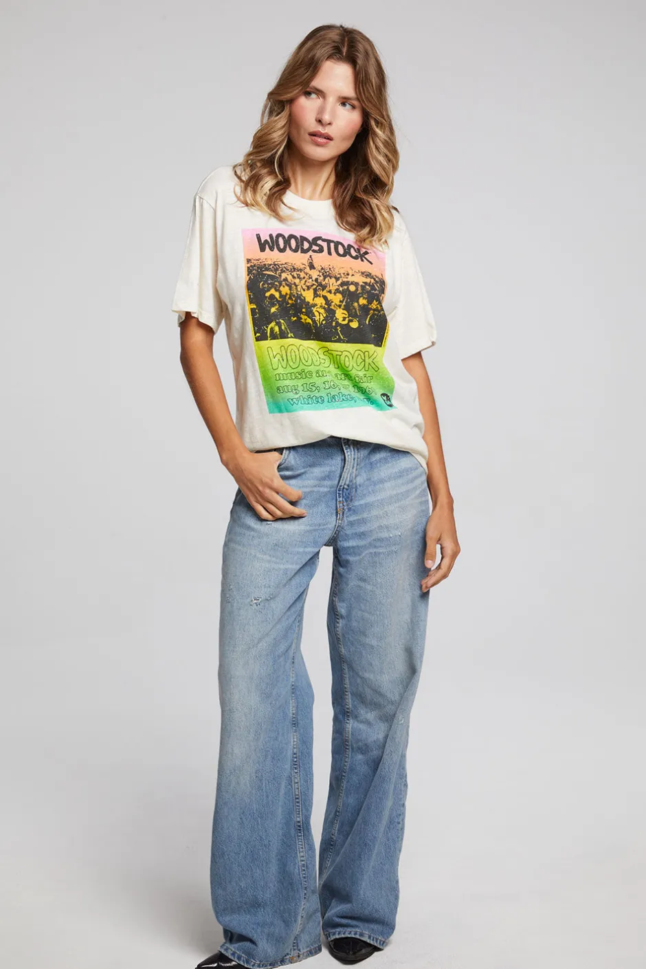 Women Chaser Brand Woodstock Rainbow Poster Tee