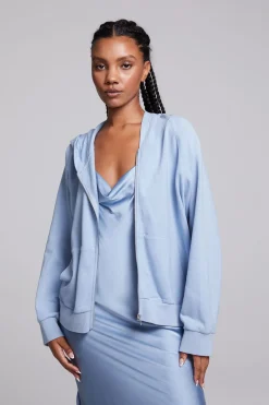 Women Chaser Brand Yaro Blue Grotto Zip Up Sweatshirt