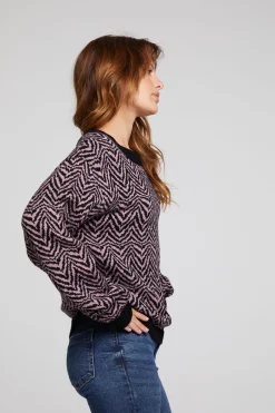 Women Chaser Brand Zebra Pullover Melrose Sweater