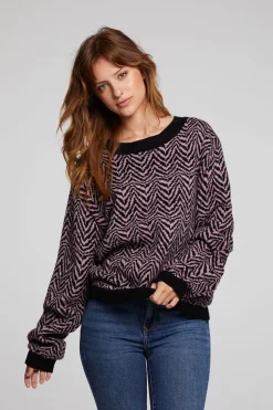 Women Chaser Brand Zebra Pullover Melrose Sweater