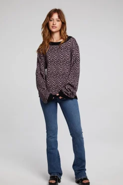 Women Chaser Brand Zebra Pullover Melrose Sweater