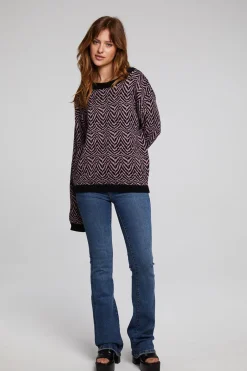 Women Chaser Brand Zebra Pullover Melrose Sweater