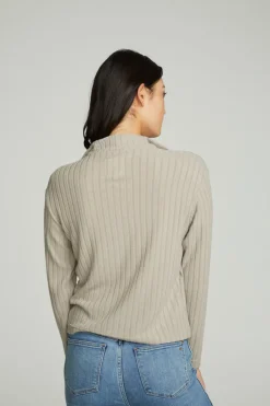 Women Chaser Brand Zip Up Mock Neck Long Sleeve Pullover
